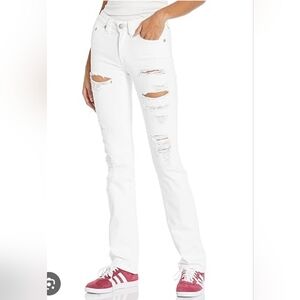 NWT True Religion Billie Mid Rise Straight Women's Jeans in White Size 33